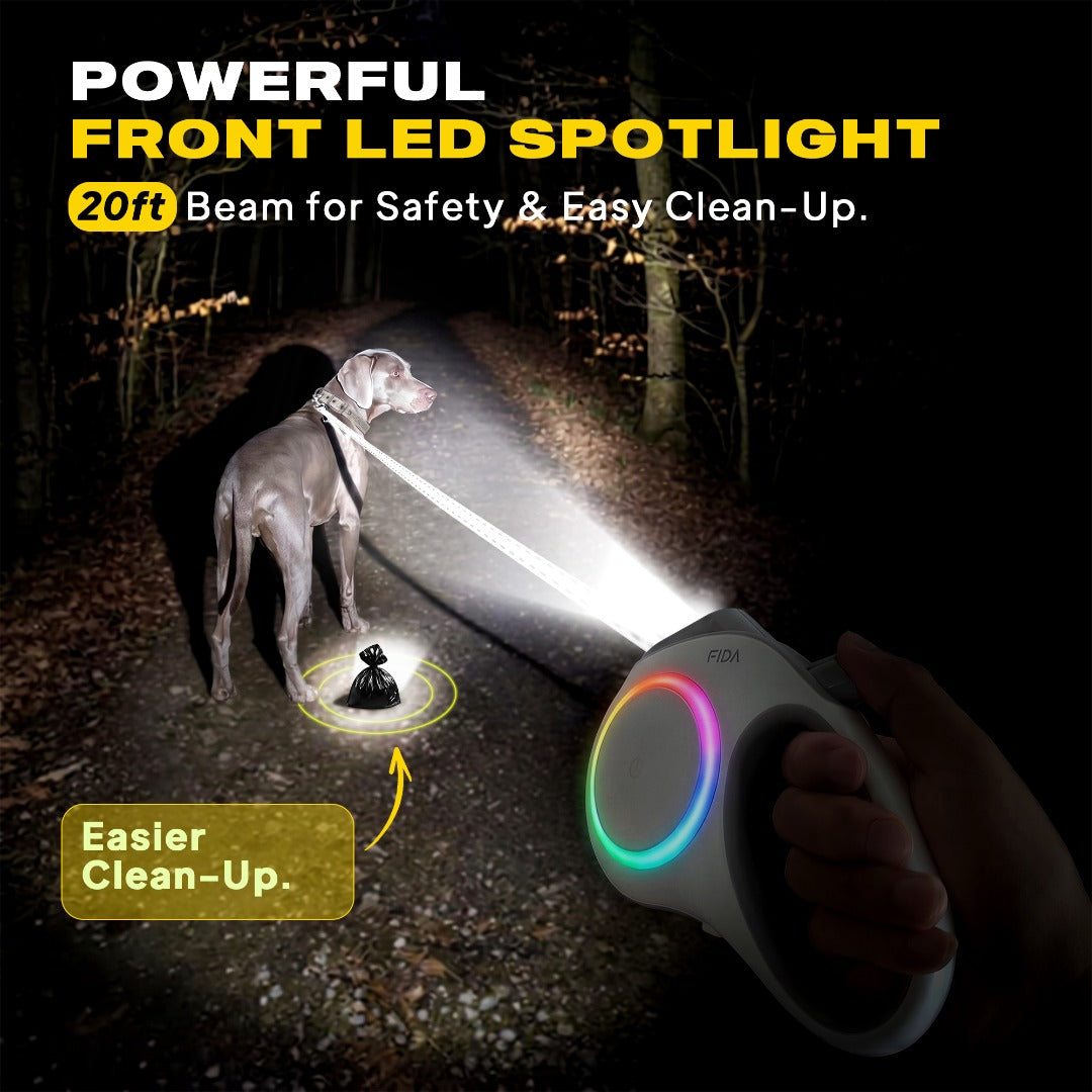 FIDA LED Lighted Retractable Dog Leash