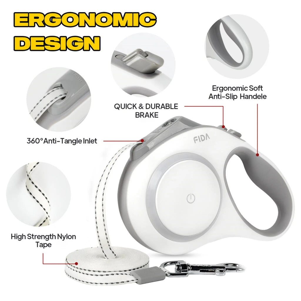 FIDA Retractable LED Lighted Dog Leash FIDA Pet