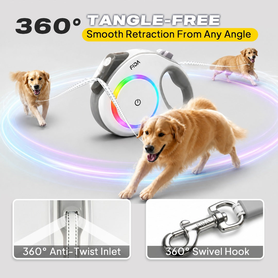 FIDA LED Lighted Retractable Dog Leash